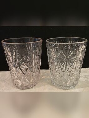 20th Century American Brilliant Pressed Glass Tumblers - 2- Whiskey/ Cocktail
